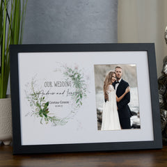 Personalised Wedding Photo Frame Gift With Botanical Design