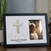 Personalised Elegant Confirmation Photo Frame Customized Photo Keepsake With Silver Cross