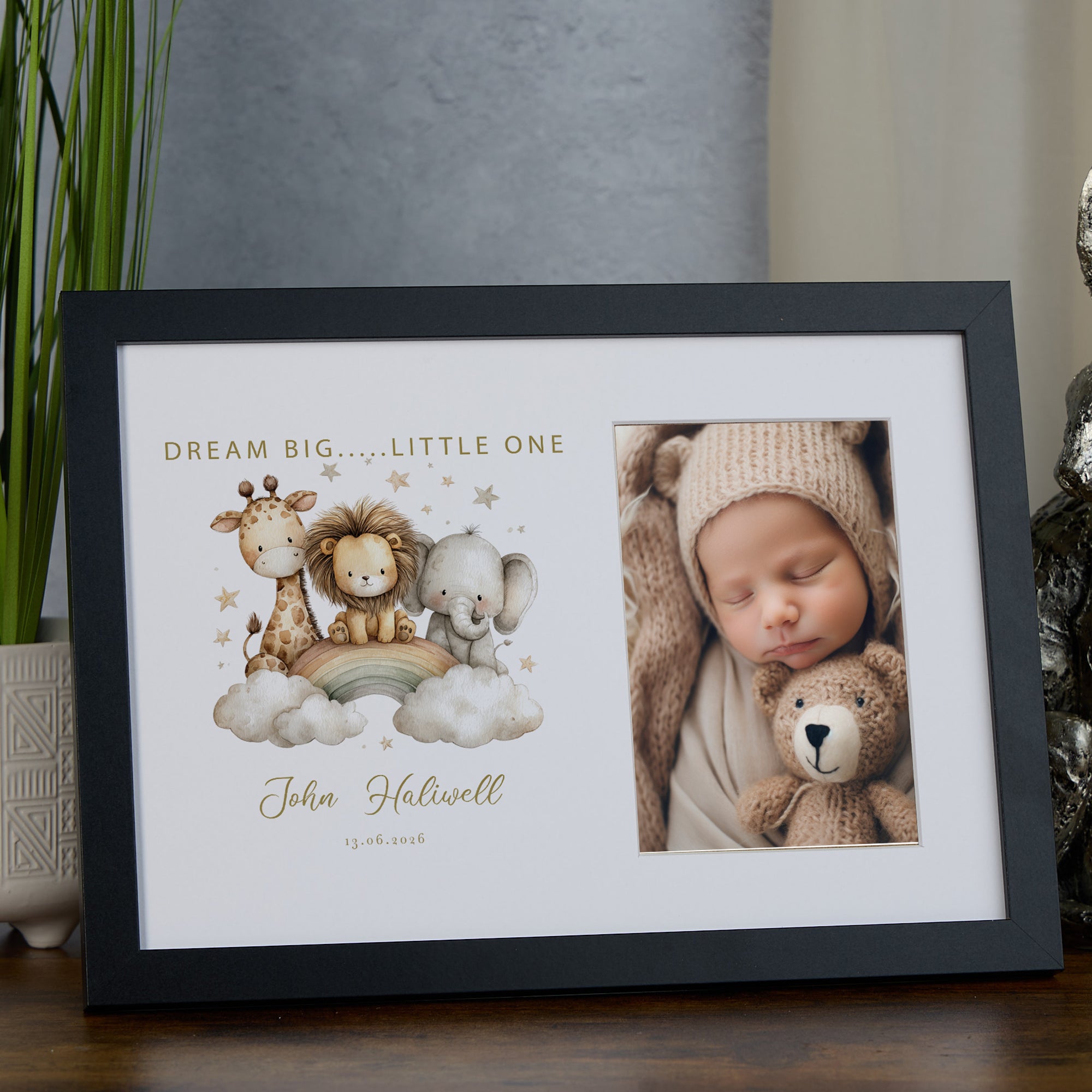 Personalised Dream Big Little One Baby Photo Frame Memory Keepsake personalised photo frames ukgiftstoreonline Black