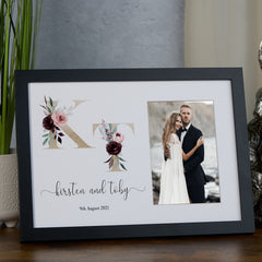Personalised Initials Wedding Photo Frame Elegant Wedding Day Photo Keepsake