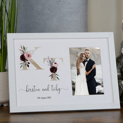 Personalised Initials Wedding Photo Frame Elegant Wedding Day Photo Keepsake