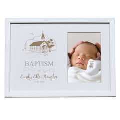 Personalised Baptism Photo Frame With Church Background