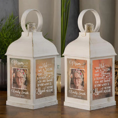 Personalised Memorial Gift Lantern, Memorial Candle, With Photo Male and Female
