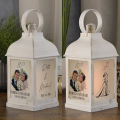 Personalised 10th Anniversary Photo Candle Lantern Gift For Couple