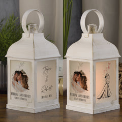 Personalised 1st Anniversary Photo Candle Lantern Gift For Couple