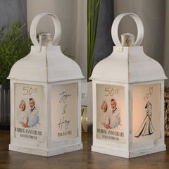 Personalised 50th Anniversary Photo Candle Lantern Gift For Couple
