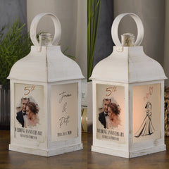 Personalised 5th Anniversary Photo Candle Lantern Gift For Couple