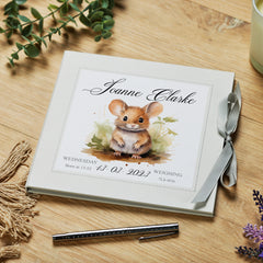 Personalised Baby's First Year Memory Book With Woodland Mouse Design