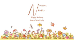 Personalised Nan Gift Floral Lamp With Wood Base LED Night Light