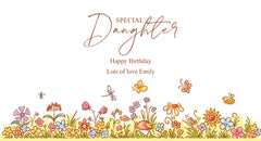 Personalised Daughter Gift Floral Lamp With Wood Base LED Night Light