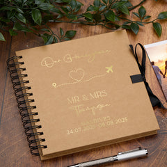 Personalised Honeymoon Guest Book, Custom Honeymoon Scrapbook Album Foil Print Honeymoon Memory Book