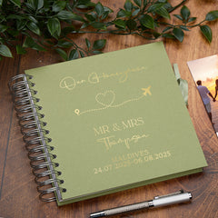 Personalised Honeymoon Guest Book, Custom Honeymoon Scrapbook Album Foil Print Honeymoon Memory Book