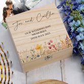 Personalised Wooden Wedding Keepsake Memory Box Gift Flower Borders Keepsake Memory Box ukgiftstoreonline Design 1