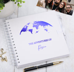 Personalised Adventures Holiday Love Multiple Colour Scrapbook Photo Album Scrapbook ukgiftstoreonline White Blue
