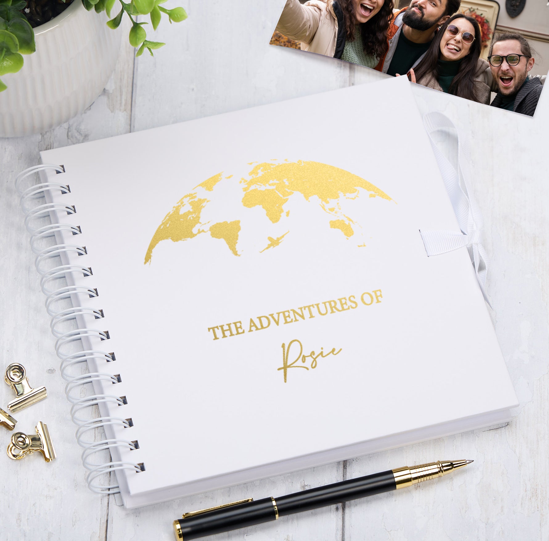Personalised Adventures Holiday Love Multiple Colour Scrapbook Photo Album Scrapbook ukgiftstoreonline White Gold