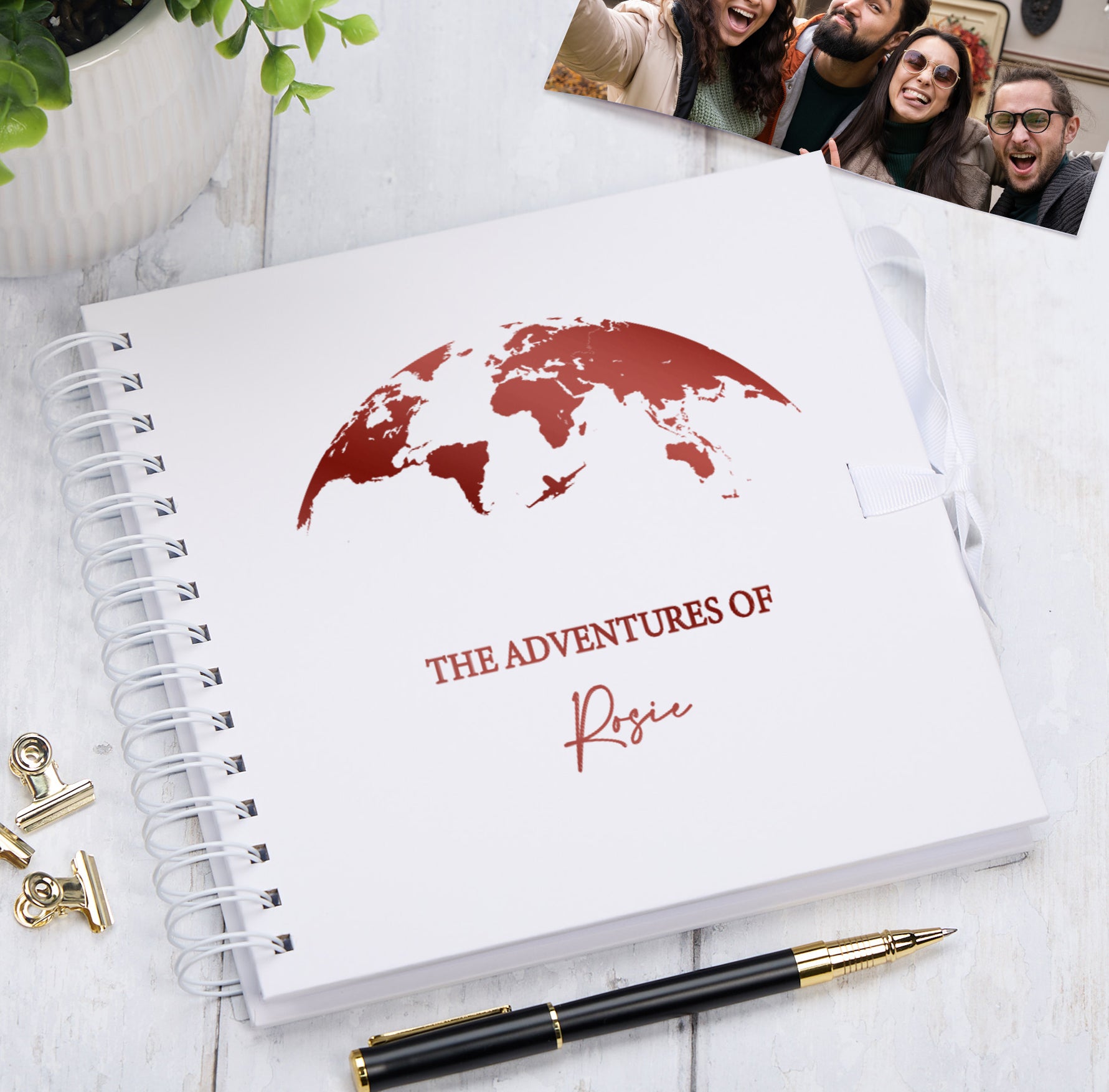 Personalised Adventures Holiday Love Multiple Colour Scrapbook Photo Album Scrapbook ukgiftstoreonline White Red