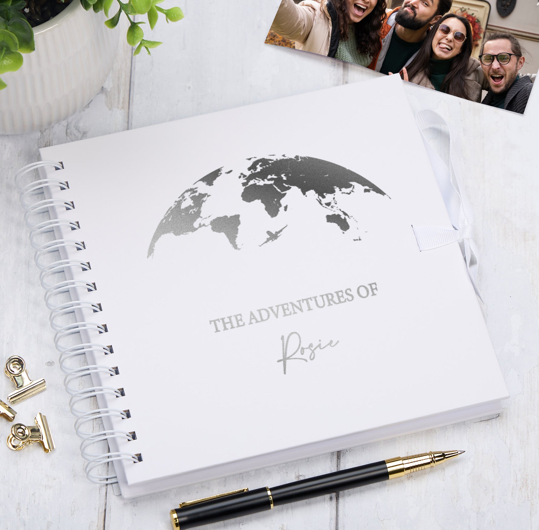 Personalised Adventures Holiday Love Multiple Colour Scrapbook Photo Album Scrapbook ukgiftstoreonline White Silver