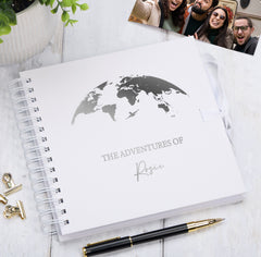 Personalised Adventures Holiday Love Multiple Colour Scrapbook Photo Album Scrapbook ukgiftstoreonline White Silver