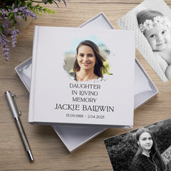 Personalised Daughter In Loving Memory White Album With Photo For 50 x 6x4 Photos