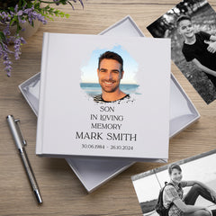 Personalised Son In Loving Memory White Album With Photo For 50 x 6x4 Photos