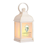 Personalised Confirmation Lantern Light Candle With Green Cross
