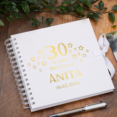 Personalised Any Age Birthday Scrapbook Star Design Custom Keepsake Album Birthday Memorabilia 18th 21st 30th 40th 50th 60th 70th 80th