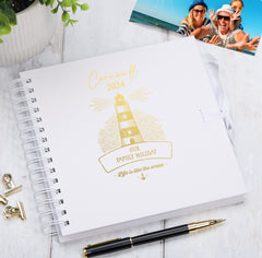 Personalised Lighthouse Seaside Family Holidays Journal Album Multiple Colour Scrapbook Scrapbook ukgiftstoreonline White