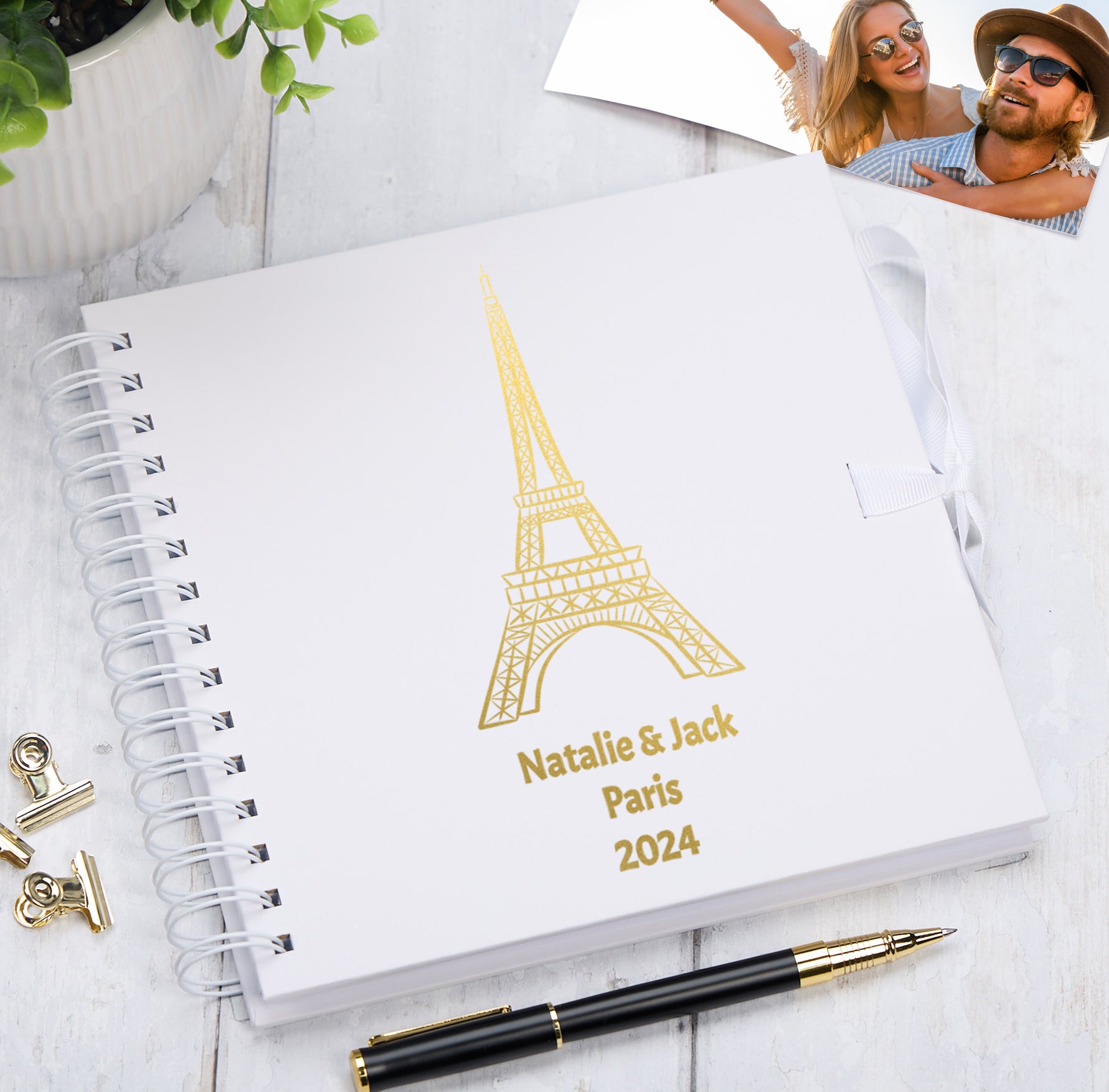 Personalised Paris, France Multiple Colour Scrapbook Photo Album Memory Keepsake Gift Scrapbook ukgiftstoreonline White
