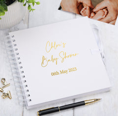 Personalised Baby Shower Multiple Colour Guest Book Scrapbook or Photo Album Foil Print