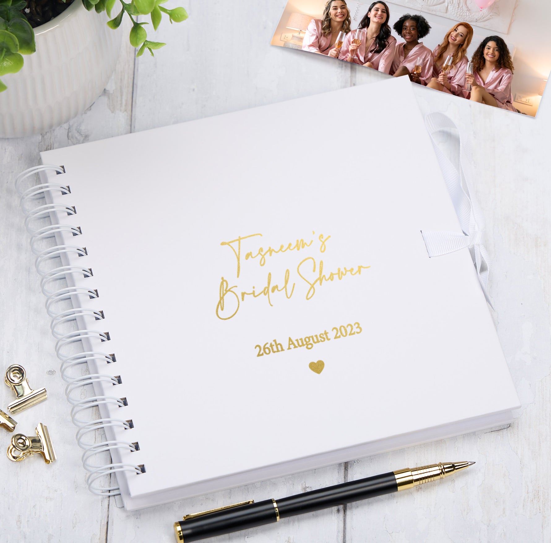 Personalised Bridal Shower Multiple Colour Guest Book Scrapbook or Photo Album Scrapbook ukgiftstoreonline White