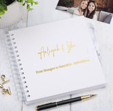 Personalised Any Name and Text White Scrapbook Photo album Gold Print