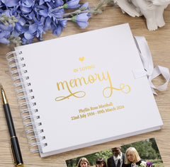 Personalised Memorial Funeral Guest Book Multiple Colours Scrapbook or Photo Album Gift