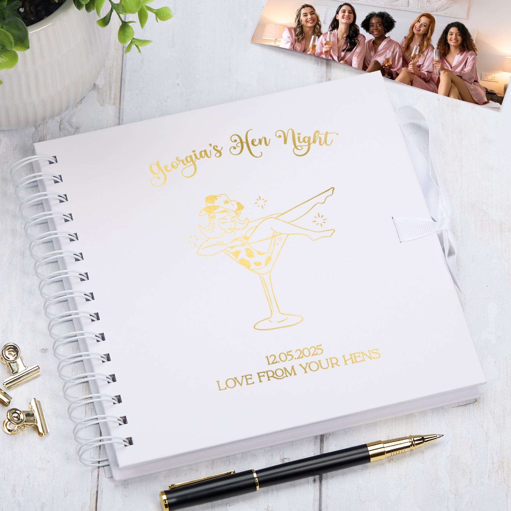 Personalised Girl in Glass Hen Night Memory Book Hen Party Scrapbook Album Photo Album ukgiftstoreonline