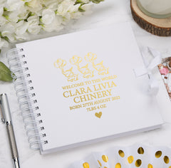 Personalised Baby Record Book, Multiple Colour Scrapbook or Photo Album With Elephants