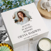 Personalised Auntie In Loving Memory White Keepsake Box With Photo For Condolence & Memory Treasure Sympathy Gift