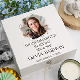 Personalised Granddaughter In Loving Memory White Keepsake Box With Photo For Condolence & Memory Treasure Sympathy Gift