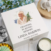 Personalised Grandma In Loving Memory White Keepsake Box With Photo For Condolence & Memory Treasure Sympathy Gift