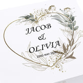 Personalised Luxury Wooden Wedding Box Keepsakes With Silver Green Leaf Heart