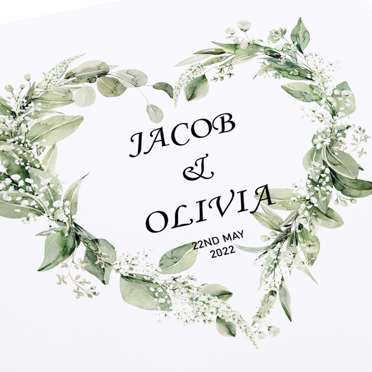 Personalised Luxury Wooden Wedding Box Keepsakes With Floral Green Heart Keepsake Wooden Box ukgiftstoreonline