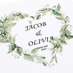 Personalised Luxury Wooden Wedding Box Keepsakes With Floral Green Heart