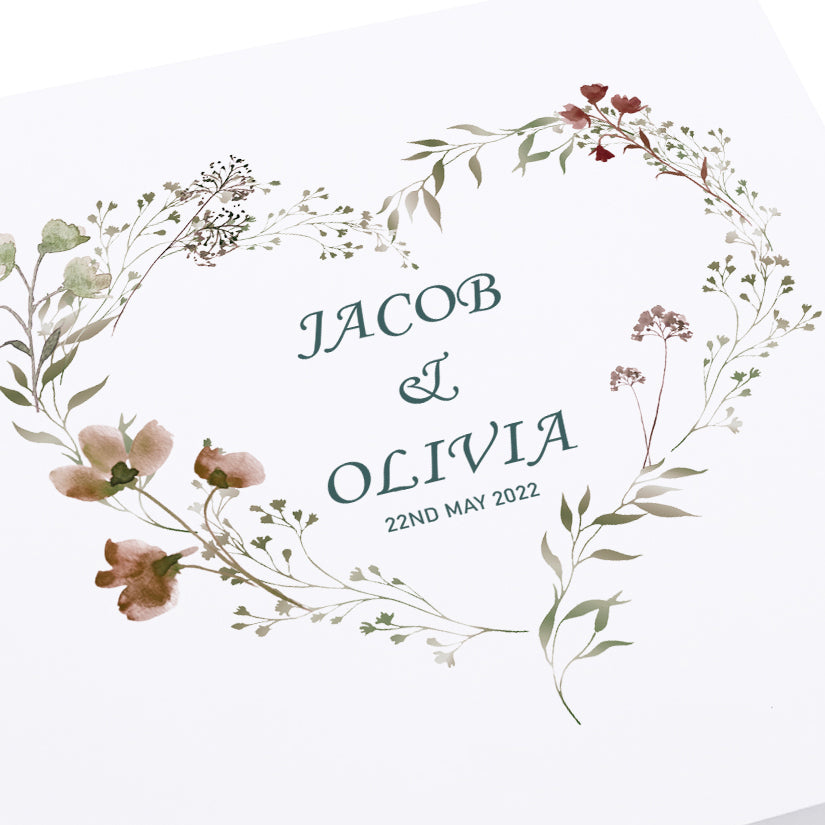 Personalised Luxury Wooden Wedding Box Keepsakes With Watercolour Floral Heart Keepsake Wooden Box ukgiftstoreonline