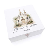 Personalised Luxury Wooden Wedding Box Keepsake With Chapel