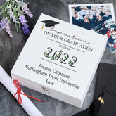 Personalised Graduation Keepsake Memory Wooden Box Gift Leaf Design