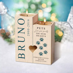 Personalised Pets Leave Paw Prints Dog Memorial Tea Light Candle Holder