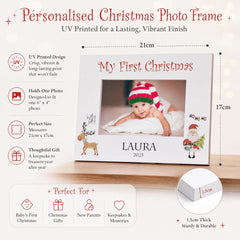 a personalized christmas photo frame with a picture of a baby