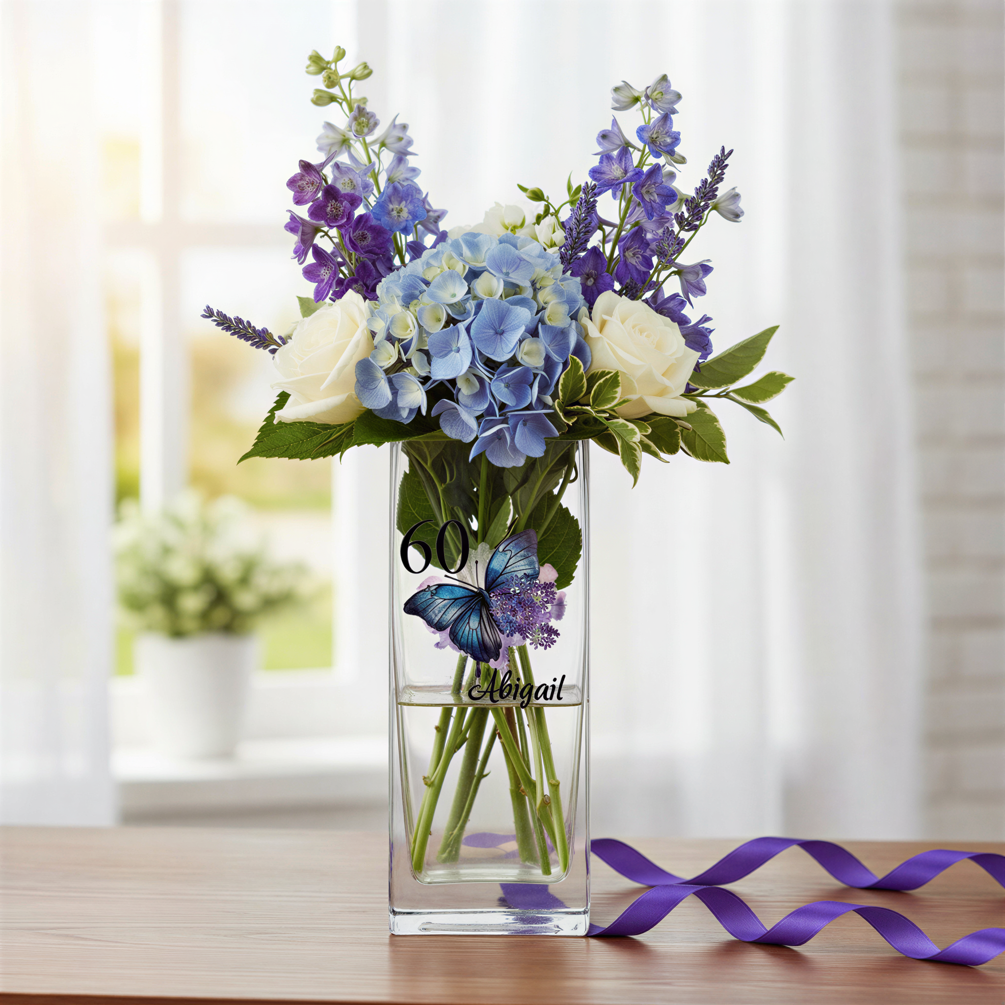 Personalised 60th Birthday Flower Vase Gift Present With Butterfly Personalised Flower Vase ukgiftstoreonline