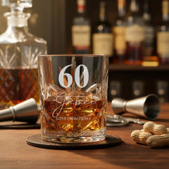 Engraved Personalised 60th Birthday Crystal Cut Whiskey Glass Gift Personalised Whiskey Glass ukgiftstoreonline