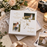 Personalised Wedding Photo Album, White Gold Frame, Floral Design photo album ukgiftstoreonline