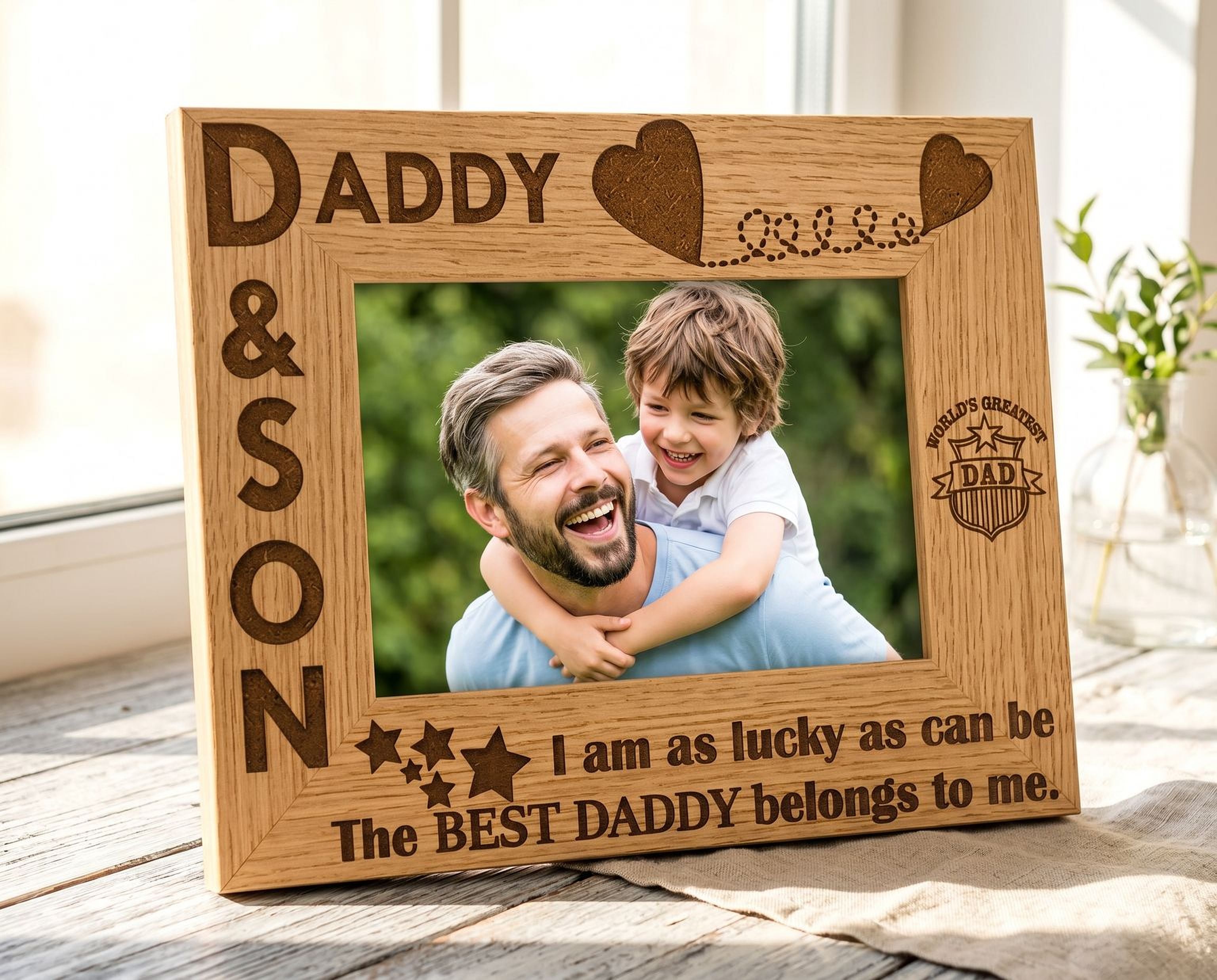 Daddy and Son Wooden Photo Frame Gift Daddy Photo Frame ukgiftstoreonline