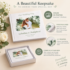 Personalised White Wedding Photo Album Gifts Custom Photo Design With Leaves Frame photo album ukgiftstoreonline